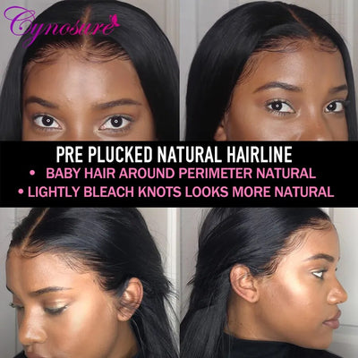 Cynosure - HD Transparent Lace Front Human Hair Wig Pre-Plucked Straight Lace Frontal Wig