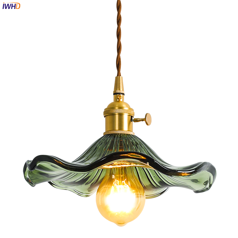 IWHD Nordic Style Simple LED Glass and Copper Pendant Light Fixtures