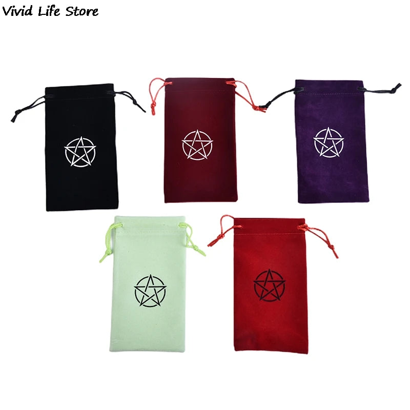 2pcs/set Pentagram Tarot Tablecloth With Bag Velvet Altar Tarot Cloth Pentacles Mat