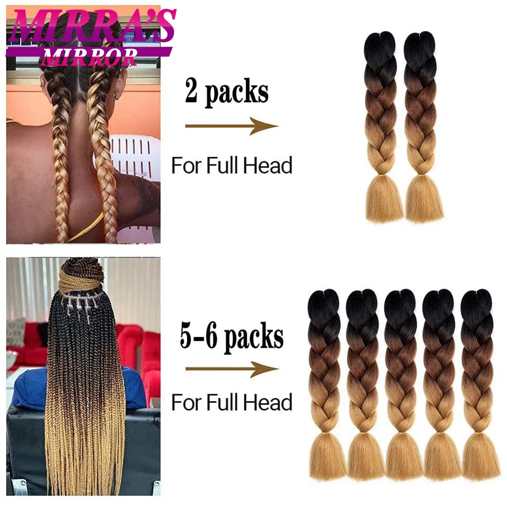 6 Bundles Jumbo Braiding Hair Extensions 24 Inch Synthetic Hair Braids for DIY Box Twist Crochet Hair