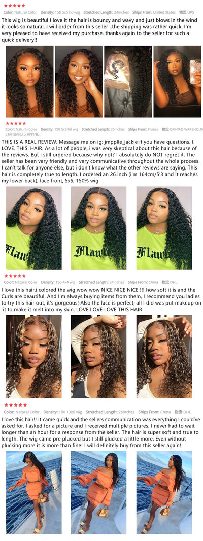 Glueless Pre-Plucked Deep Wave Lace Frontal Wig