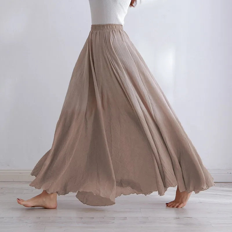 Deturbg High-Waist Long A-Line Skirt