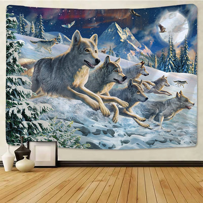 Running Wolves Holy Animals Tapestry