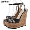 Hollow Out Sandals Platform Buckle Wedges Open Toe