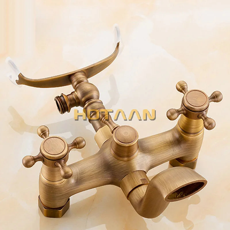Wall Mounted Hand Held Antique Brass Shower Head Kit - Nellie's Way Beauty, Inc.