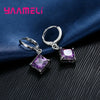 New Big Promotion 925 Sterling Silver Shiny Square Zircons Pendant Necklace And Earrings Jewlery Sets For Wholesale