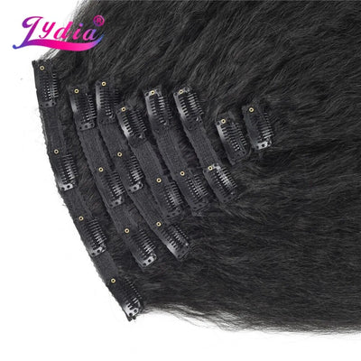 Lydia 8Pcs/set Kinky Straight Long Synthetic Heat Resistant Clip-In Hair
