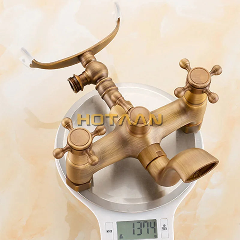 Wall Mounted Hand Held Antique Brass Shower Head Kit - Nellie's Way Beauty, Inc.