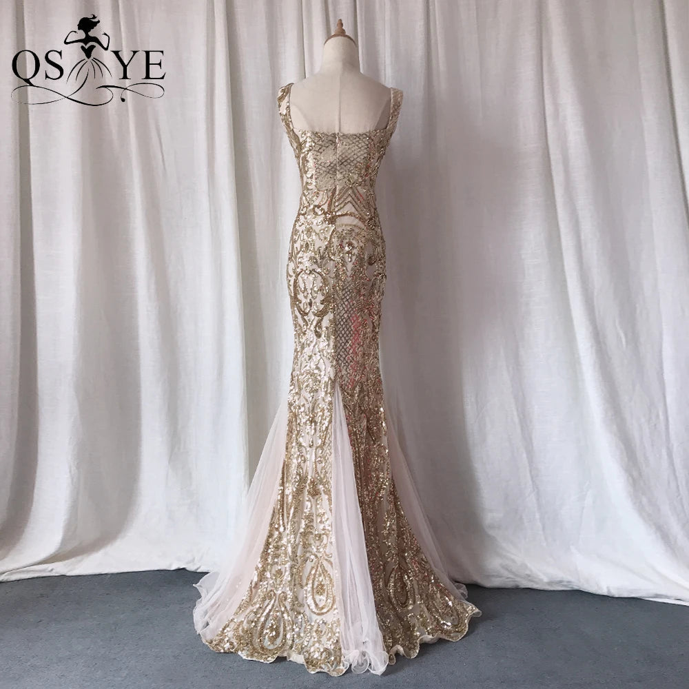 QSYYE Mermaid Long Glitter Sequin Sweetheart Gown