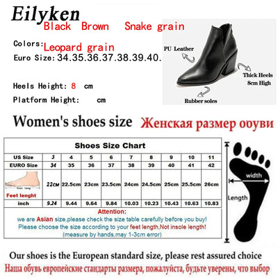 EilyKen Western Cowboy Ankle Snake Cowgirl Booties Short Cossacks High Heels Shoes