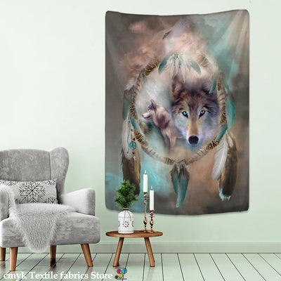 Running Wolves Holy Animals Tapestry