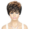 Short Natural Pixie Cut Wavy Synthetic Hair Wig With Bangs