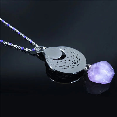 Purple Crystal Stainless Steel Necklace