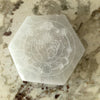 NEW Celestial Engraved Selenite Hexagon Plate by Whyte Quartz