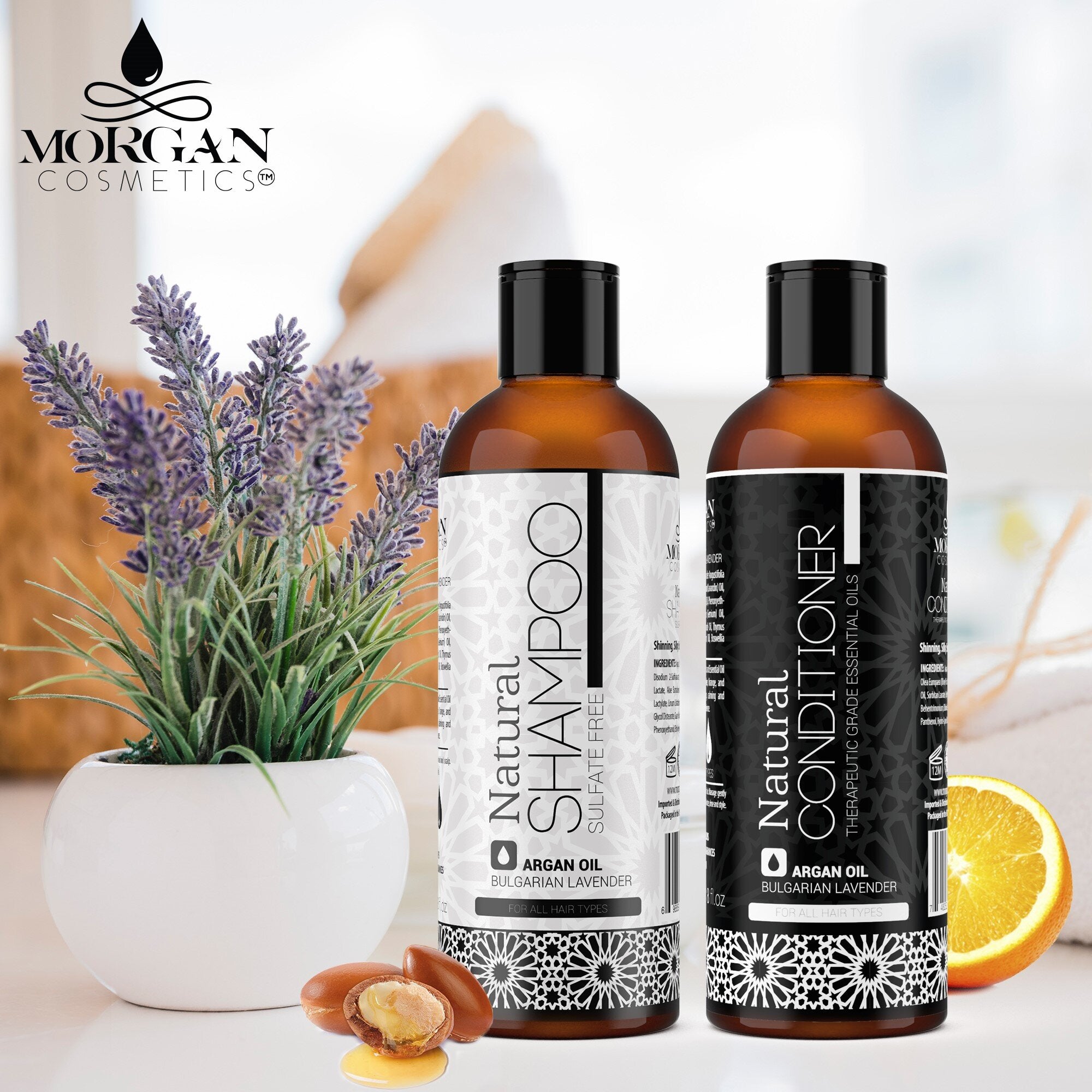LAVENDER ARGAN OIL SULFATE FREE SHAMPOO & CONDITIONER 16 OZ freeshipping - morgancosmeticsofficial