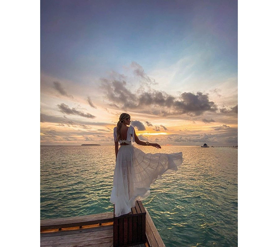 Super Fairy Chiffon Sexy Summer Dress with Large Hemline