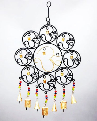 OM Brass Bells with glass beads wall hanging by OMSutra