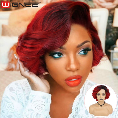 Pixie Short Synthetic Hair Body Wave Side Part Lace Wig