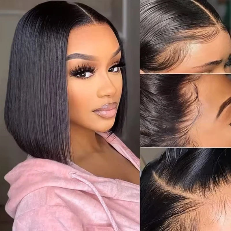 220% Density Ready to Wear Bone Straight Wear and Go Glueless Wigs Human Hair Lace Front Wigs Pre Plucked Pre Cut Closure Wigs