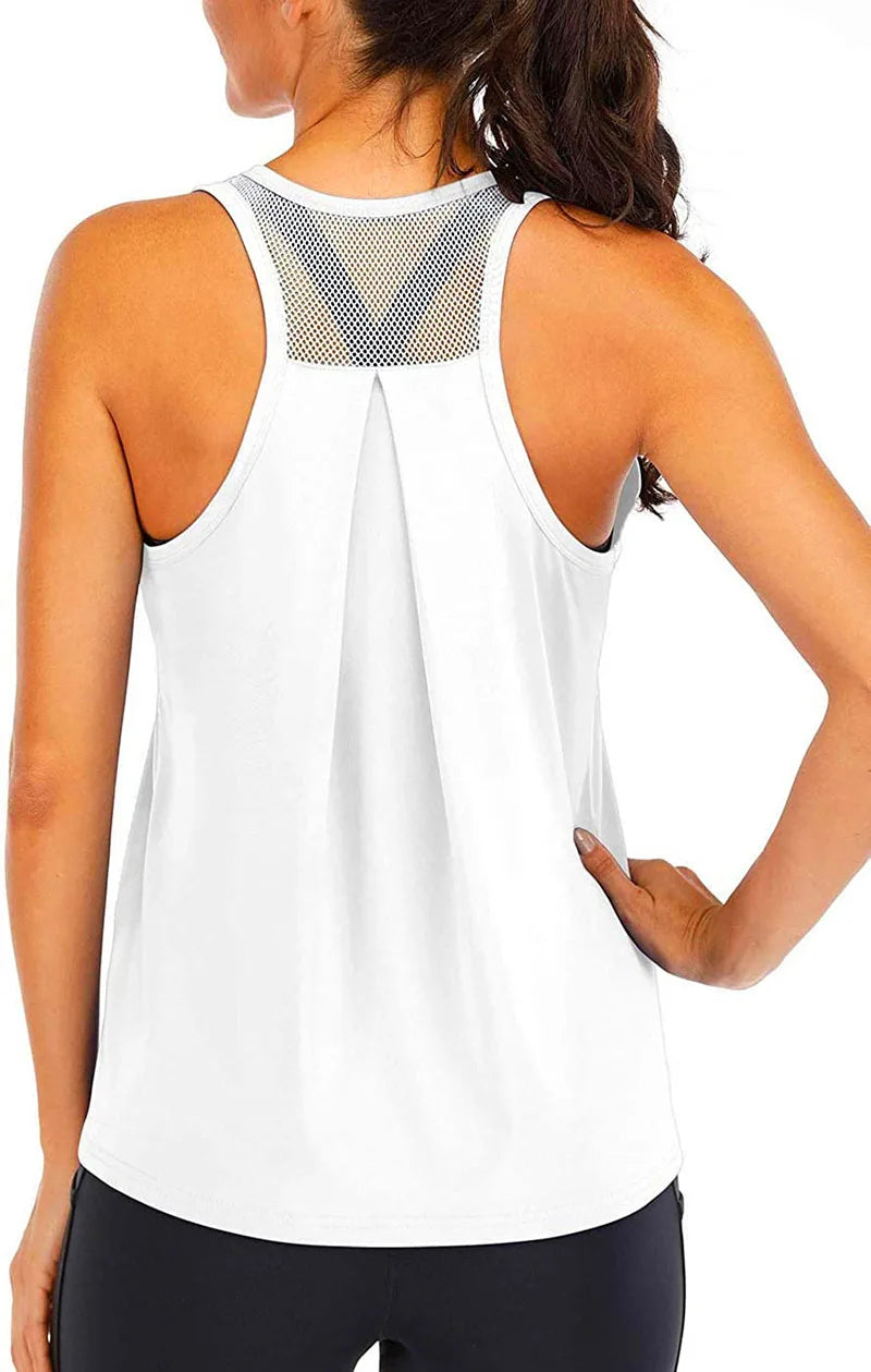 Sexy Mesh Back Sport T-shirt Women Gym Tank top Loose Sportswear Breathable Workout Tank Top Sleeveless Fitness Yoga T shirt top