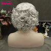 Imstyle Short Wig Grey Synthetic Lace Front Wig Natural Hairline Wavy Wig Heat Resistant Fiber