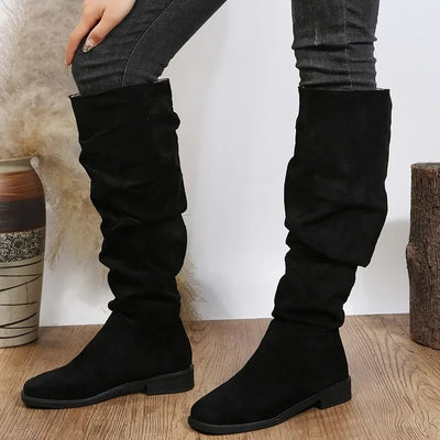 Round Toe Thick Bottom Scrunch Boots