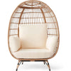 Wicker Egg Chair, Oversized with 4 Cushions, 440 lbs Capacity- Ivory