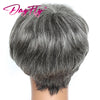 Brazilian Highlighted Hair Short Grey Pixie Cut Wig With Bangs