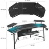 72" Large Wing-Shaped Studio Desk with Keyboard Tray, Monitor Stand, Dual Headphone Hanger Cup Holder