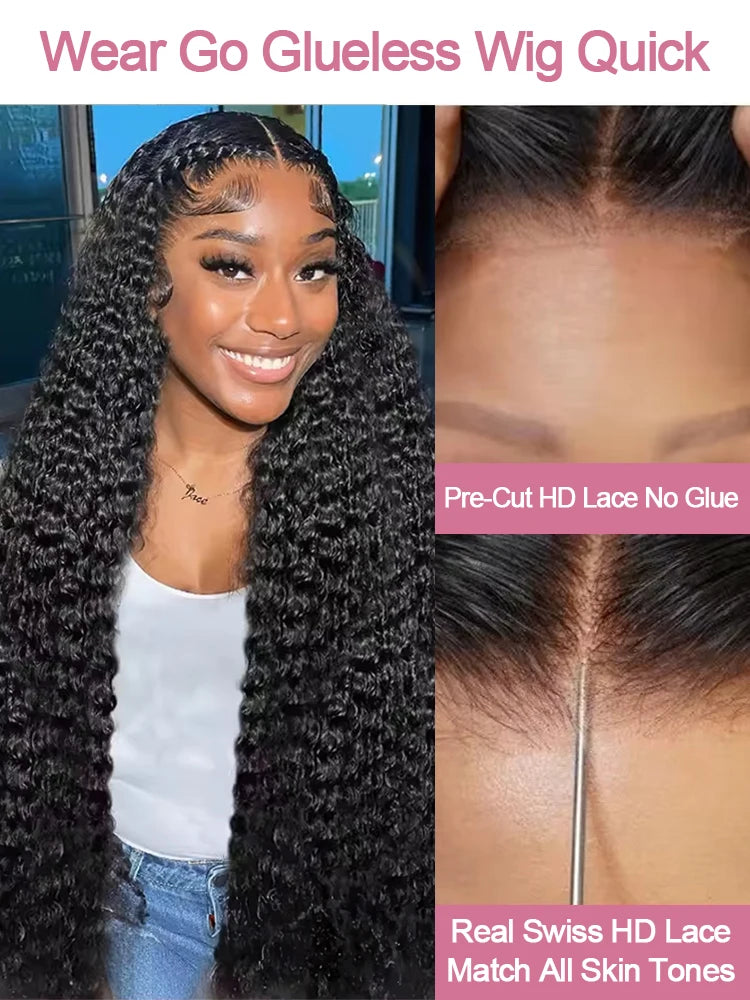 30 40 Inch Water Wave Curly 7x5 13x4 Glueless Wig Human Hair 13x6 HD Lace Frontal Wig Pre Cut Wear Go Deep Wave Front Wig 250%