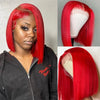 Hot Red 13x4 Lace Frontal Human Hair Brazilian Bone Straight Wig