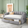 Upholstered Daybed with 2 Drawers, No Box Spring Needed