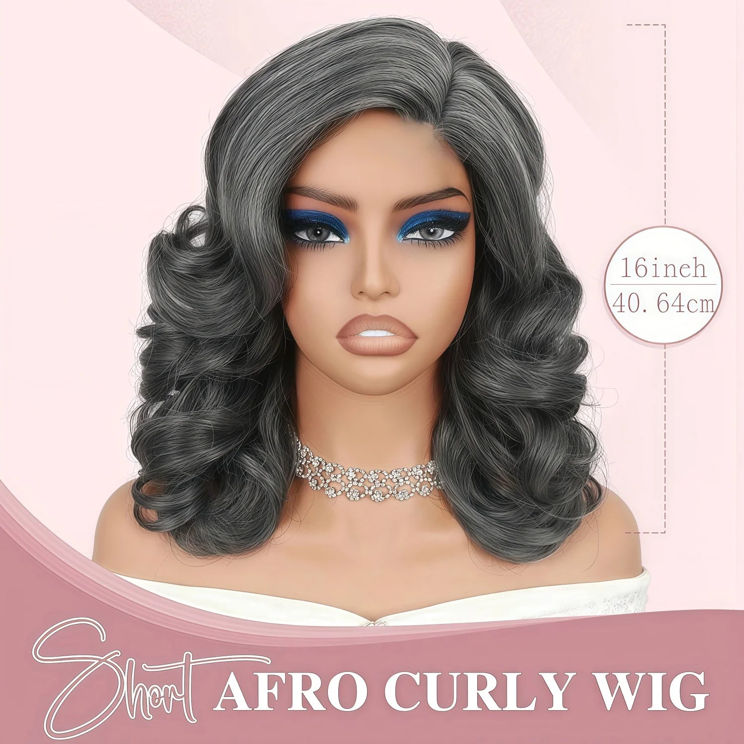 Dress Up Cosplay Wig Women's Black Gray Distribution Short Wave Wig Synthetic Heat-Resistant Women's Curly Wig