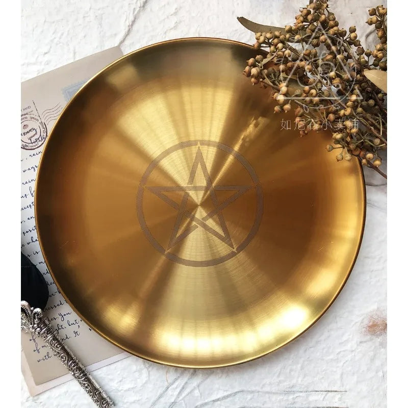 Astrology Pentagram Candlestick Table Altar Plate Candles Tile Divination Wicca Candleholder Ritual Tray witchcraft supplies
