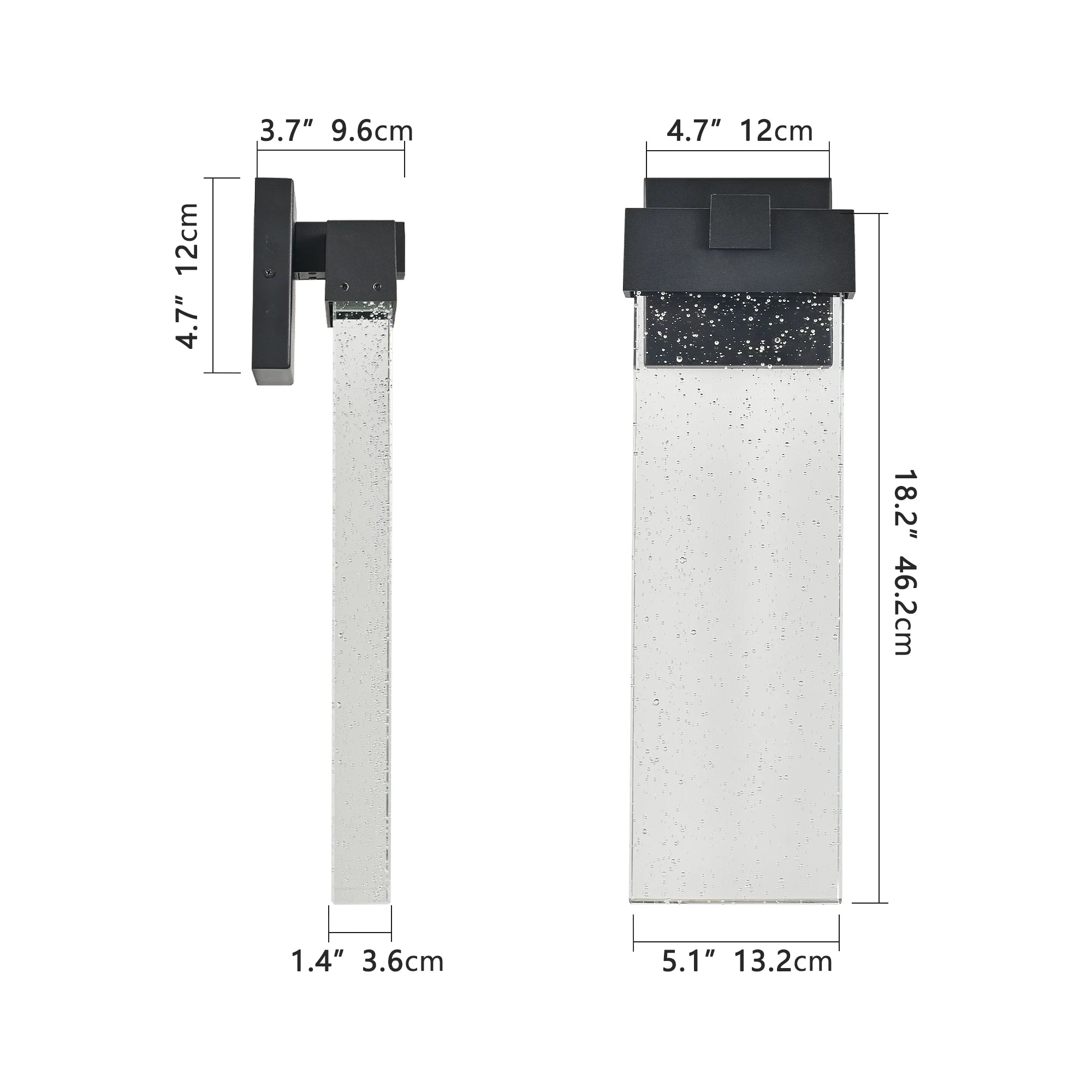 LED Outdoor Wall Light Fixture - Waterproof with Bubble Crystal - Black Finish (1pc)
