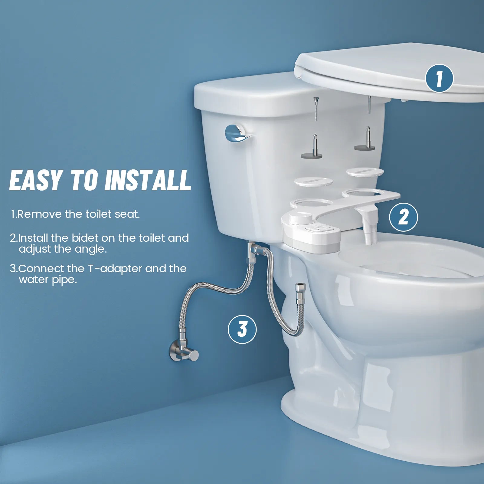 SAMODRA Bidet Attachment, Non-Electric Toilet Bidet Seat with Adjustable  Water Pressure 