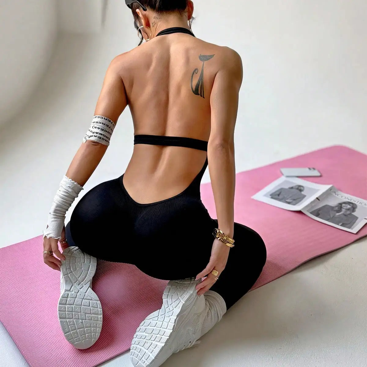 Women's Sleeveless Stretch Yoga Jumpsuit