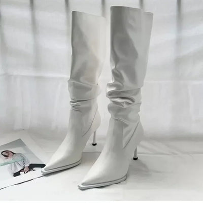 Sexy Winter Women High Boots Fashion Pointed Toe Stiletto Heel Long Boots Ladies Elegant Knee High Boots Shoes Botas De Mujer