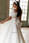 Elegant Appliques One Shoulder Wedding Dresses Split A-Line Bride Gow With Bow Long Train Bride Dress