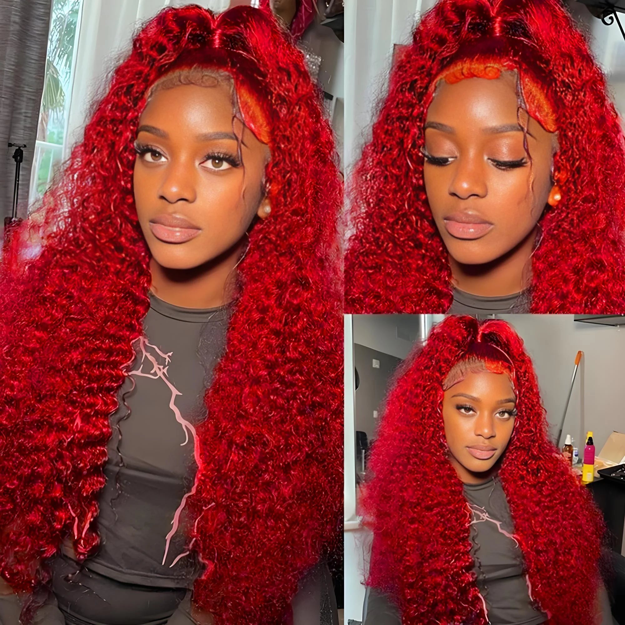 RED Deep Curly Wigs Human Hair 99J 13x4 13x6 Hd Lace Frontal Wig Colored Water Wave Lace Front Wig for Women 30 36 38 Inch