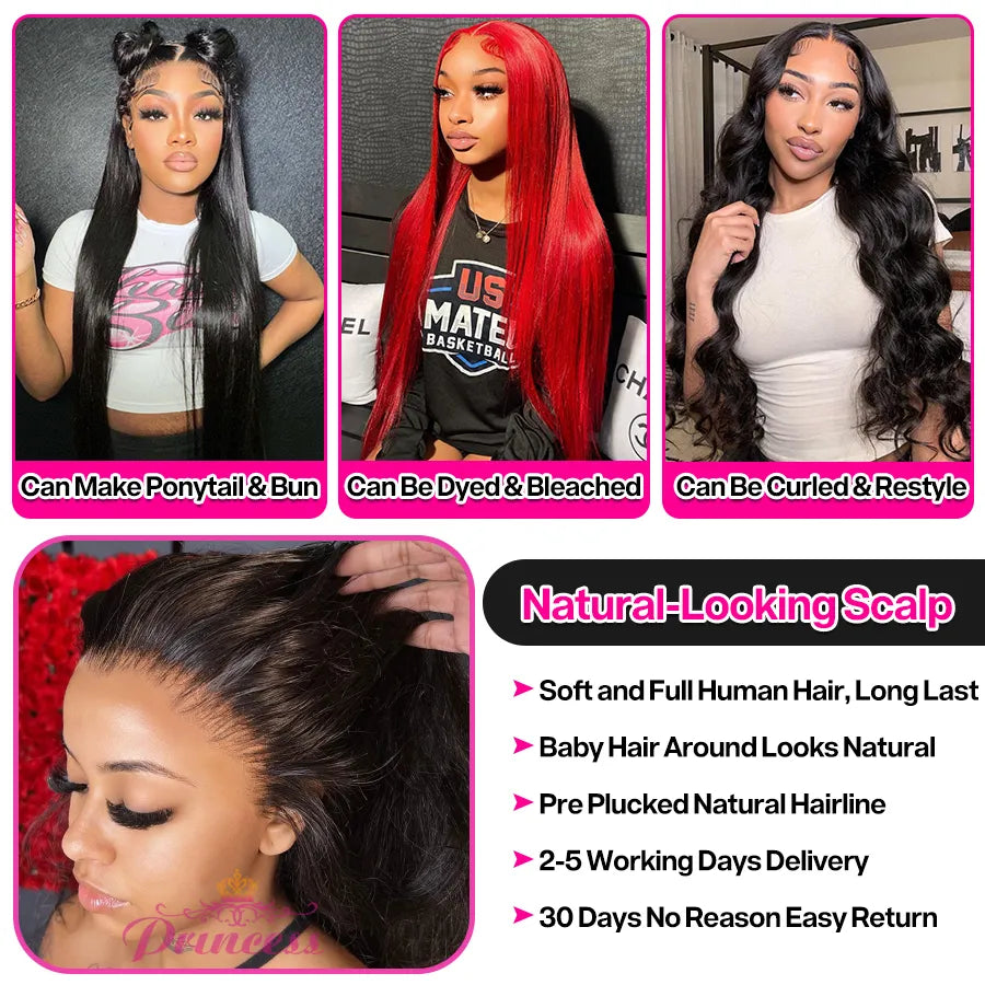 Princess | HD Transparent Lace Front Human Hair Wigs Pre-Plucked Brazilian Straight Lace Frontal Wig