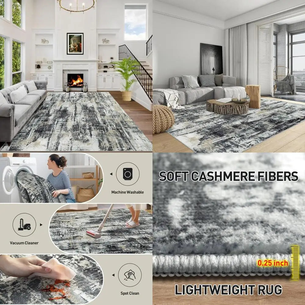 Large Indoor Modern Abstract Soft Anti-Skid and Non-Shedding Area Rug, 8x10 Washable