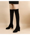 Faux Suede Tube Lace-up Thigh High Boots