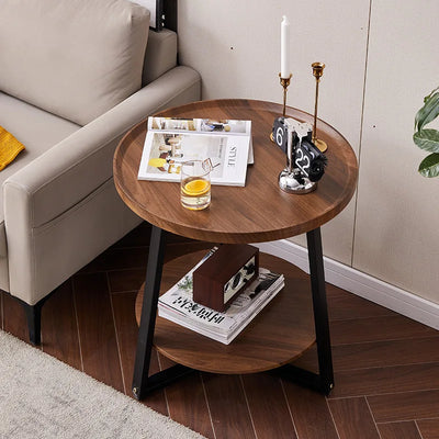 Wooden Round Art Coffee Table