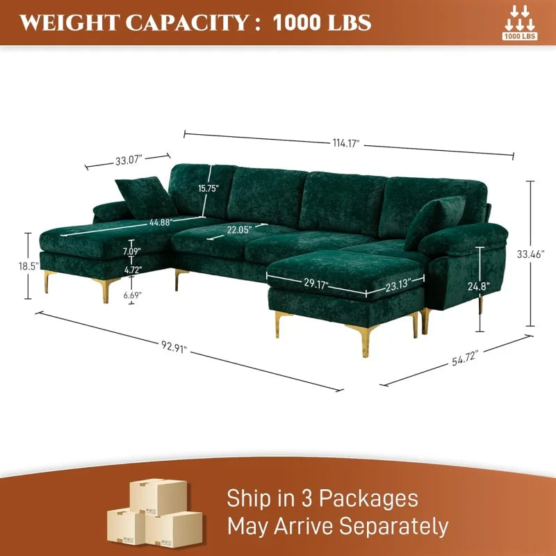 Sectional Sofa with Chaise Lounge and Ottoman