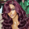 Peruvian Remy Pre-Plucked Burgundy Transparent Body Wave Lace Frontal Human Hair Wig