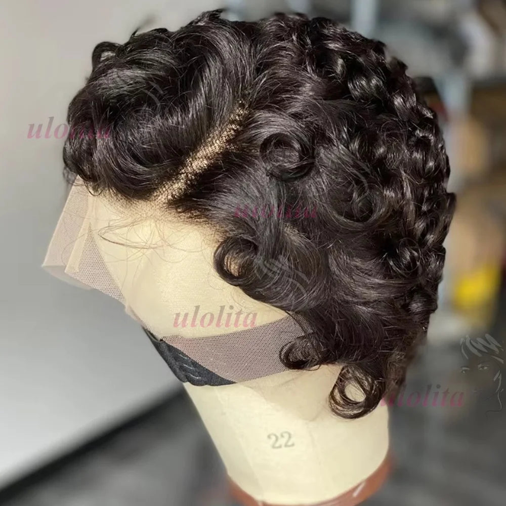 Chioma Curly Pixie Glueless HD Lace Closure Wig 13X4 HD Full Frontal Wig Short Bob Cut Human Hair Wigs For Women Preplucked