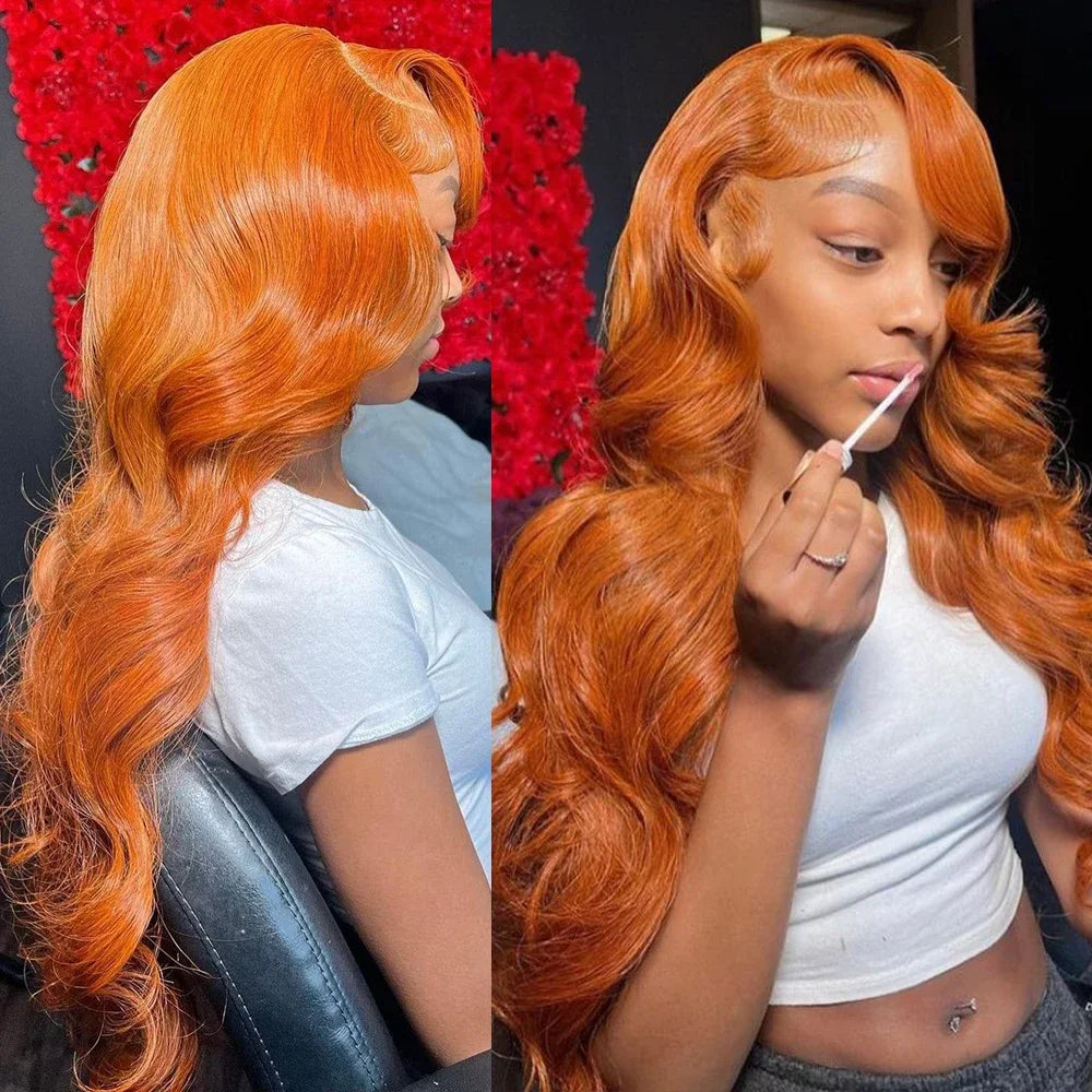 30 Inch Ginger Orange Body Wave Lace Frontal Wig HD 13x4 Lace Front Wig Glueless Lace Wigs Brazilians Human Hair For Black Women