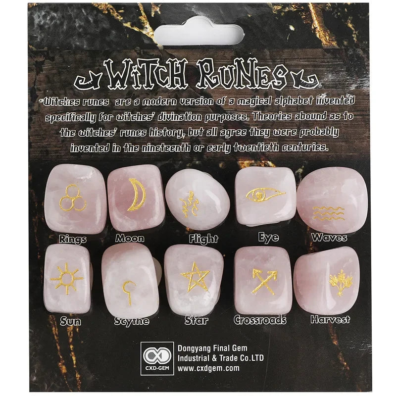 10pcs/set Witch Runes Stones Kit Craft Gypsy Symbols Accessories Divination Healing Meditation witchcraft supplies for altar