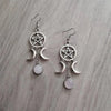 Crescent Moon Rose Stone Earrings Natural Stone